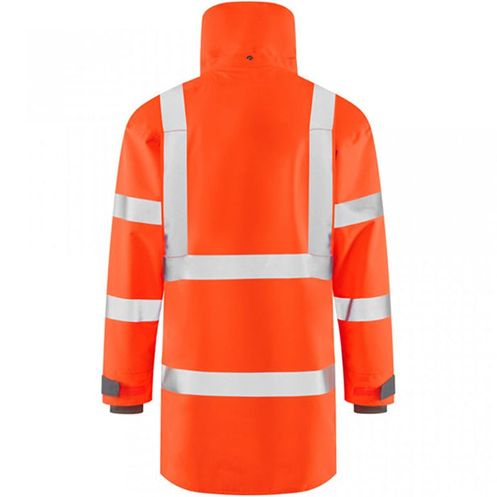 Leo Workwear Eastleigh Orange EcoViz 10K Mesh Lined Waterproof Breathable Hi Vis Jacket