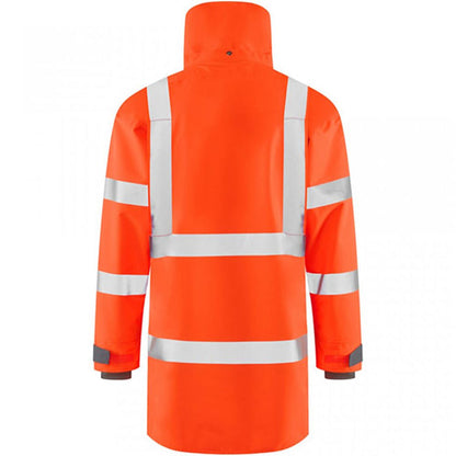 Leo Workwear Eastleigh Orange EcoViz 10K Mesh Lined Waterproof Breathable Hi Vis Jacket