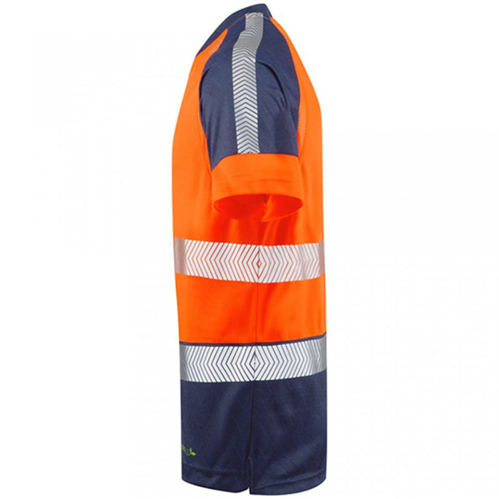 Leo Workwear Forda Orange/Navy EcoViz Performance+ Hi Vis T-Shirt