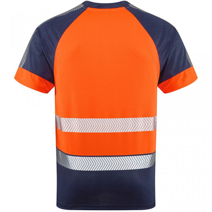 Leo Workwear Forda Orange/Navy EcoViz Performance+ Hi Vis T-Shirt
