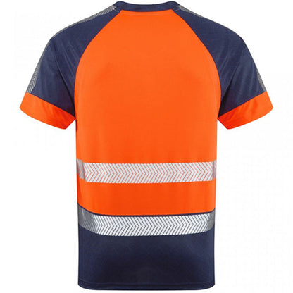 Leo Workwear Forda Orange/Navy EcoViz Performance+ Hi Vis T-Shirt