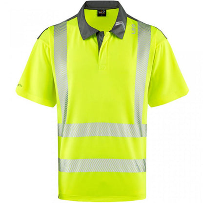 Leo Workwear Trimstone Yellow EcoViz Coolmax Performance+ Hi Vis Polo Shirt