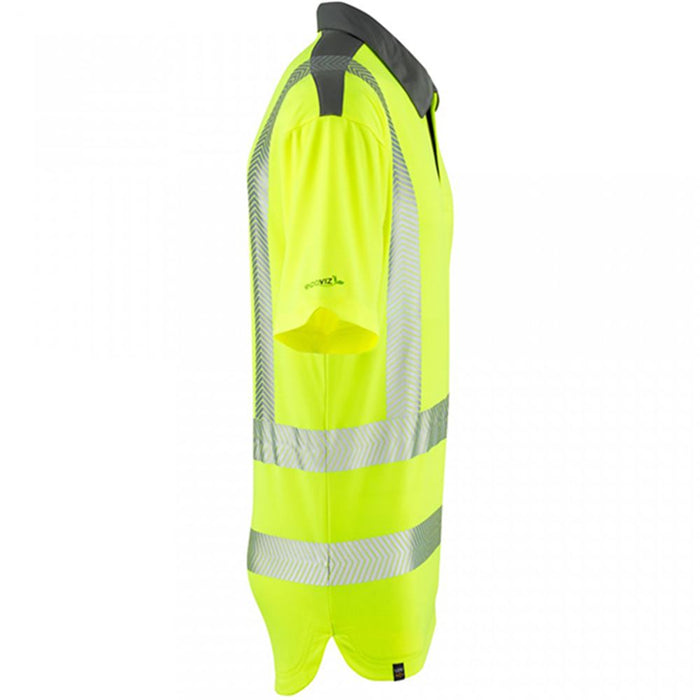 Leo Workwear Trimstone Yellow EcoViz Coolmax Performance+ Hi Vis Polo Shirt