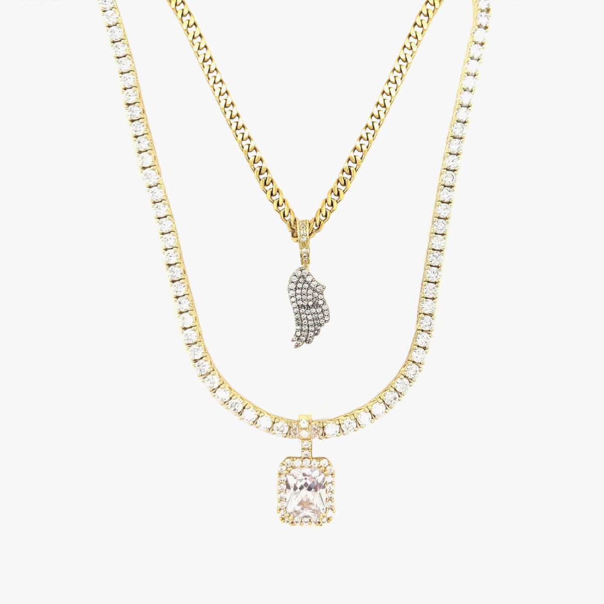 Angel Wing and Stone Set in Yellow Gold