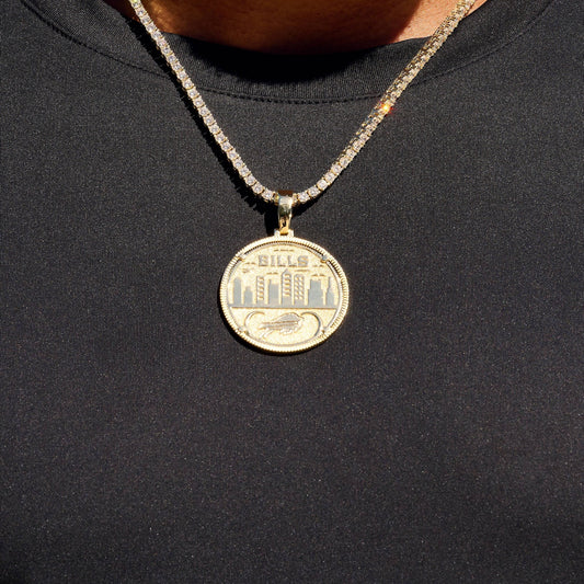 Buffalo Bills Official NFL Coin Pendant in Yellow Gold