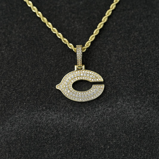 Chicago Bears Official NFL Micro Logo Pendant in Yellow Gold