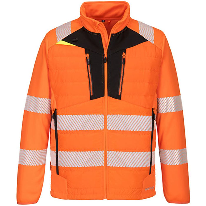 Portwest DX473 DX4 Orange/Black Padded Hi Vis Hybrid Baffle Jacket