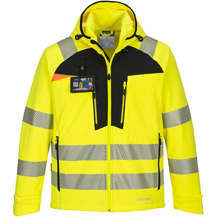 Portwest DX475 DX4 Yellow/Black Mesh Lined Hi Vis Softshell (3L)