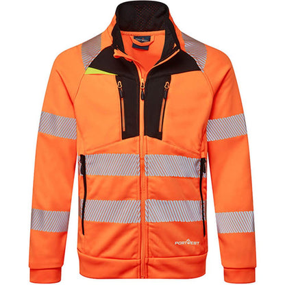 Portwest DX477 DX4 Orange Funnel Neck Mesh Lined Full Zip Hi Vis Sweatshirt Jacket