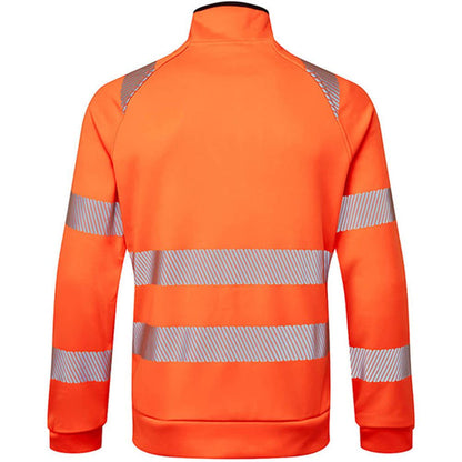 Portwest DX477 DX4 Orange Funnel Neck Mesh Lined Full Zip Hi Vis Sweatshirt Jacket