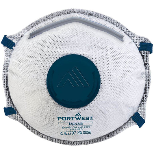 Portwest P223 Nuisnace Odour FFP2 Valved Carbon Layer Disposable Masks (Pack 10)