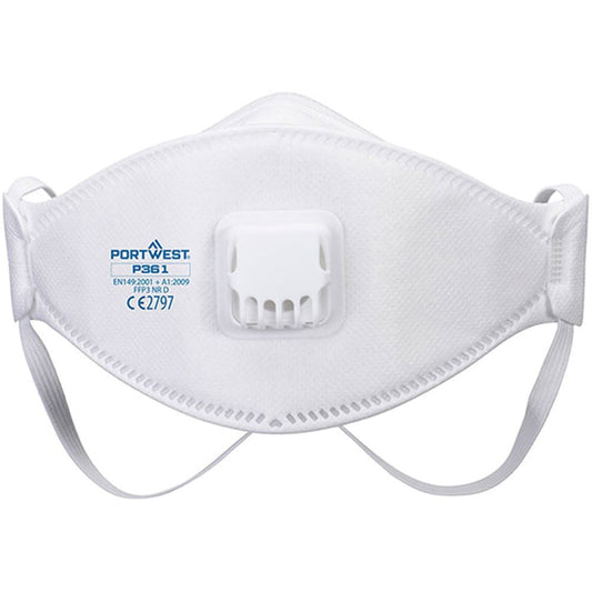 Portwest P361 Trifold FFP3 Valved Dolomite Fold Flat Disposable Masks (Pack 10)
