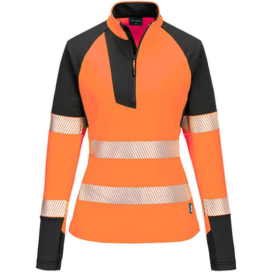 Portwest T173 PW3 Orange Women's 1/4 Zip Hi Vis Sweatshirt