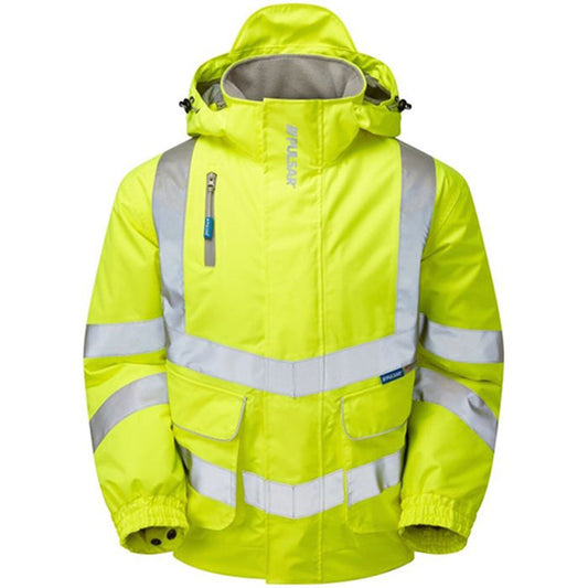 Pulsar P191-R Yellow GRS Recycled Padded Waterproof Hi Vis Bomber Jacket
