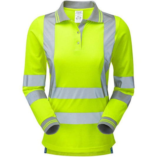 Pulsar P702 Yellow Women's Hi Vis Long Sleeve Polo Shirt