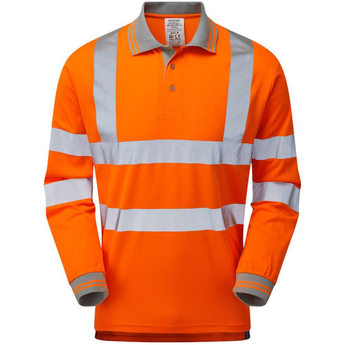Pulsar PR470-R Rail Orange GRS Recycled Hi Vis Long Sleeve Polo Shirt