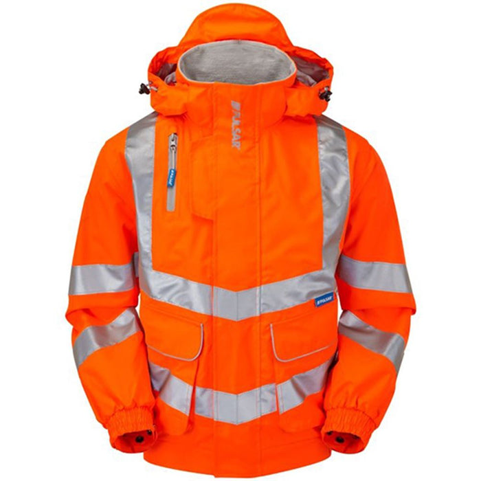 Pulsar PR515-R Rail Orange GRS Recycled Mesh Lined Waterproof Hi Vis Bomber Jacket