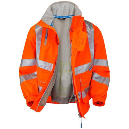 Pulsar PR515-R Rail Orange GRS Recycled Mesh Lined Waterproof Hi Vis Bomber Jacket