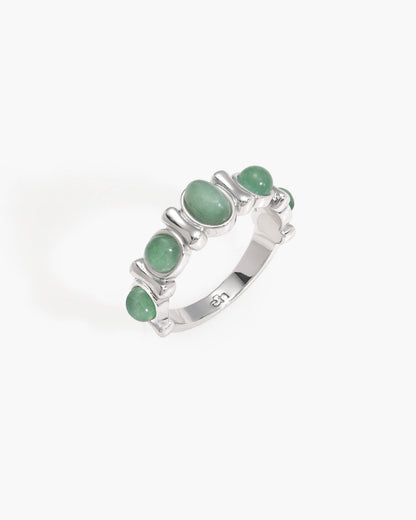 Green Aventurine Band Ring in Silver