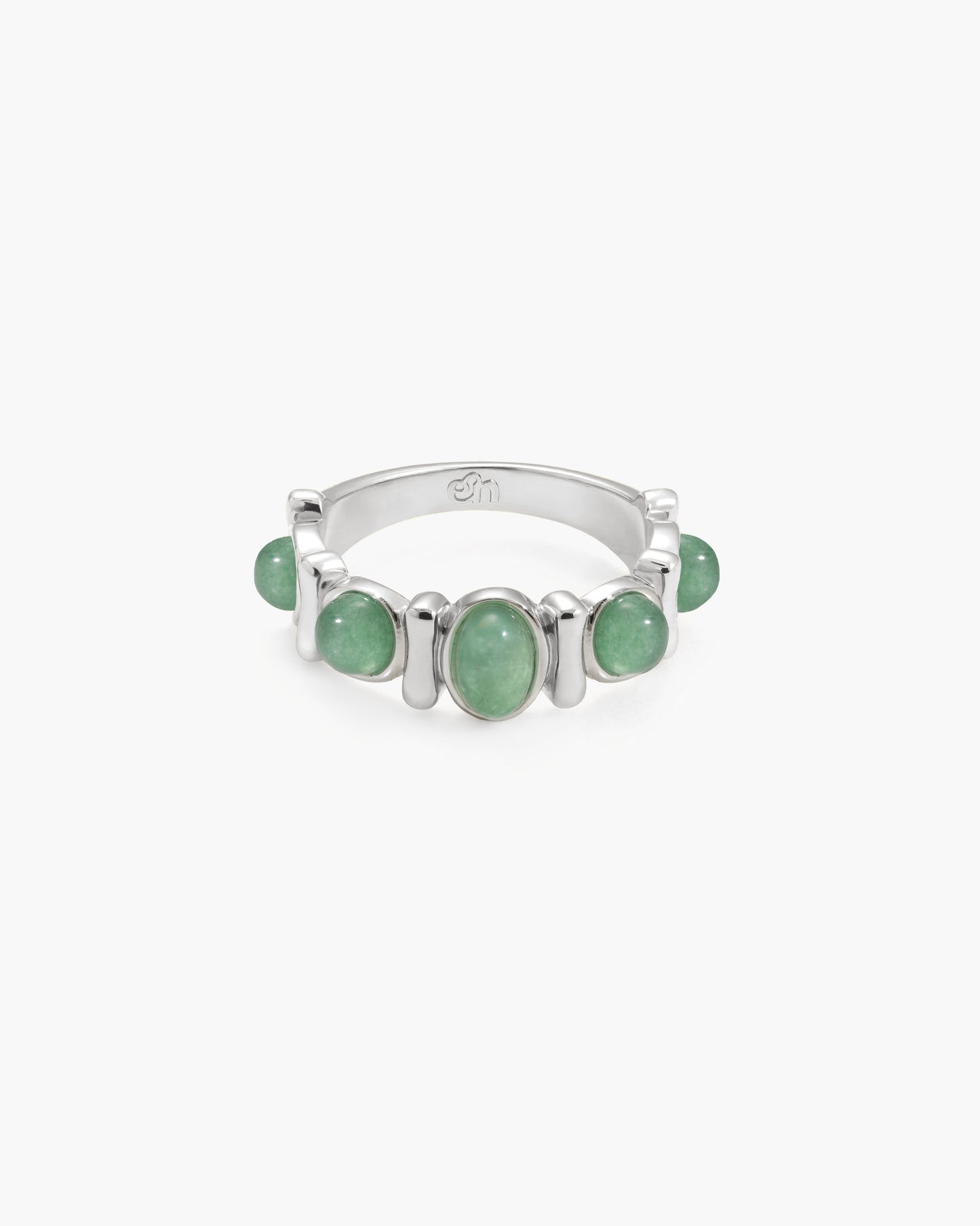 Green Aventurine Band Ring in Silver