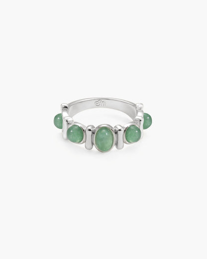 Green Aventurine Band Ring in Silver