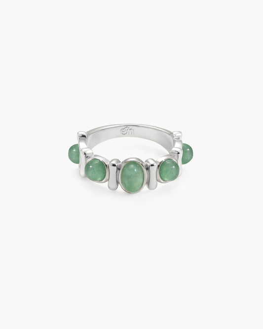 Green Aventurine Band Ring in Silver