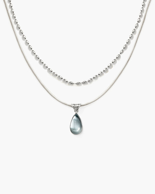 Waterdrop Necklace Set in Silver