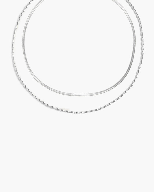Silver Chain Necklace Set