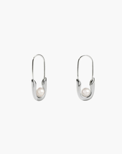 Silver Petite Safety Pin Earrings