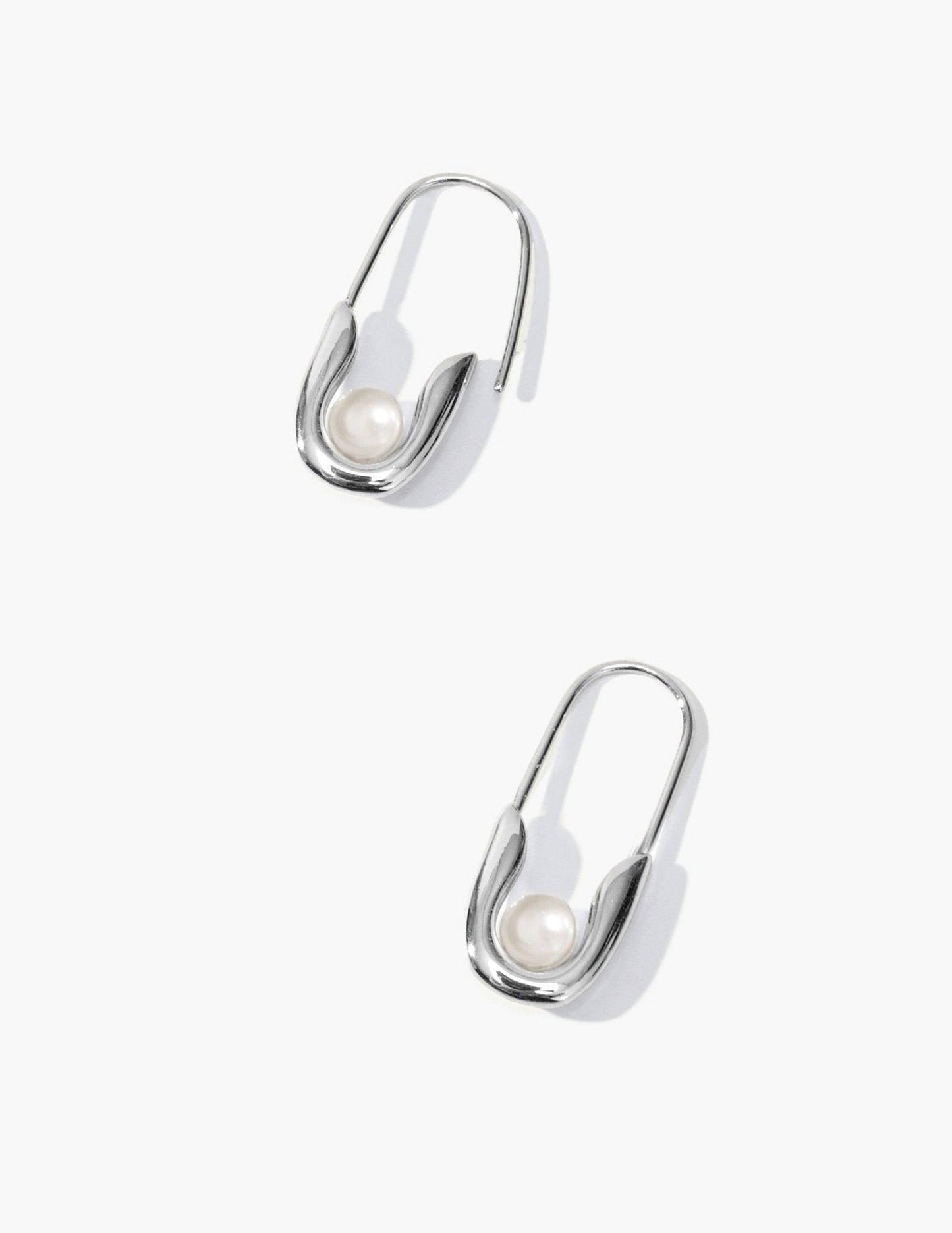 Silver Petite Safety Pin Earrings