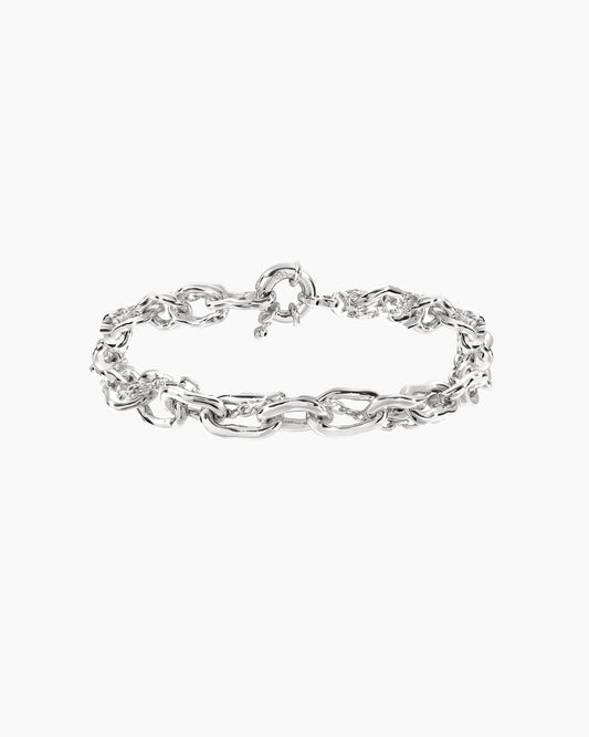 Molten Dual Chain Bracelet in Silver