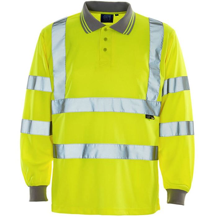 Supertouch Yellow Hi-Vis Long Sleeve Polo Shirt