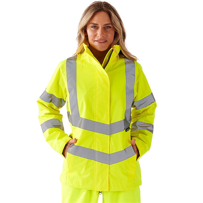 Supertouch Yellow Women's Lightweight Hi Vis Waterproof Jacket