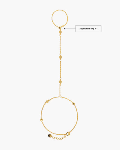 Golden Hojas Coin Hand Chain Bracelet