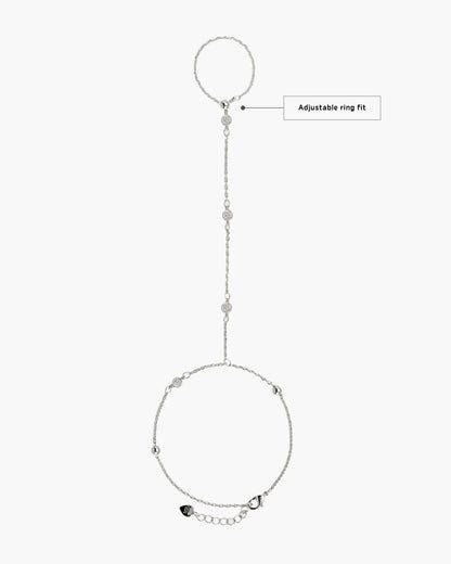 Hojas Coin Hand Chain Bracelet in Silver