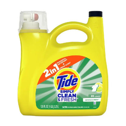 Tide Simply All in One Daybreak Fresh Liquid Detergent 89 loads HE - 117 oz