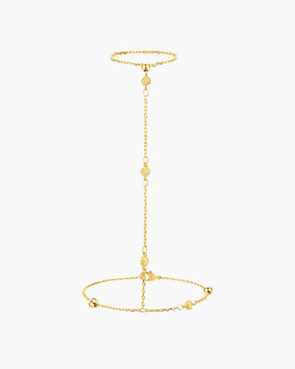 Golden Hojas Coin Hand Chain Bracelet