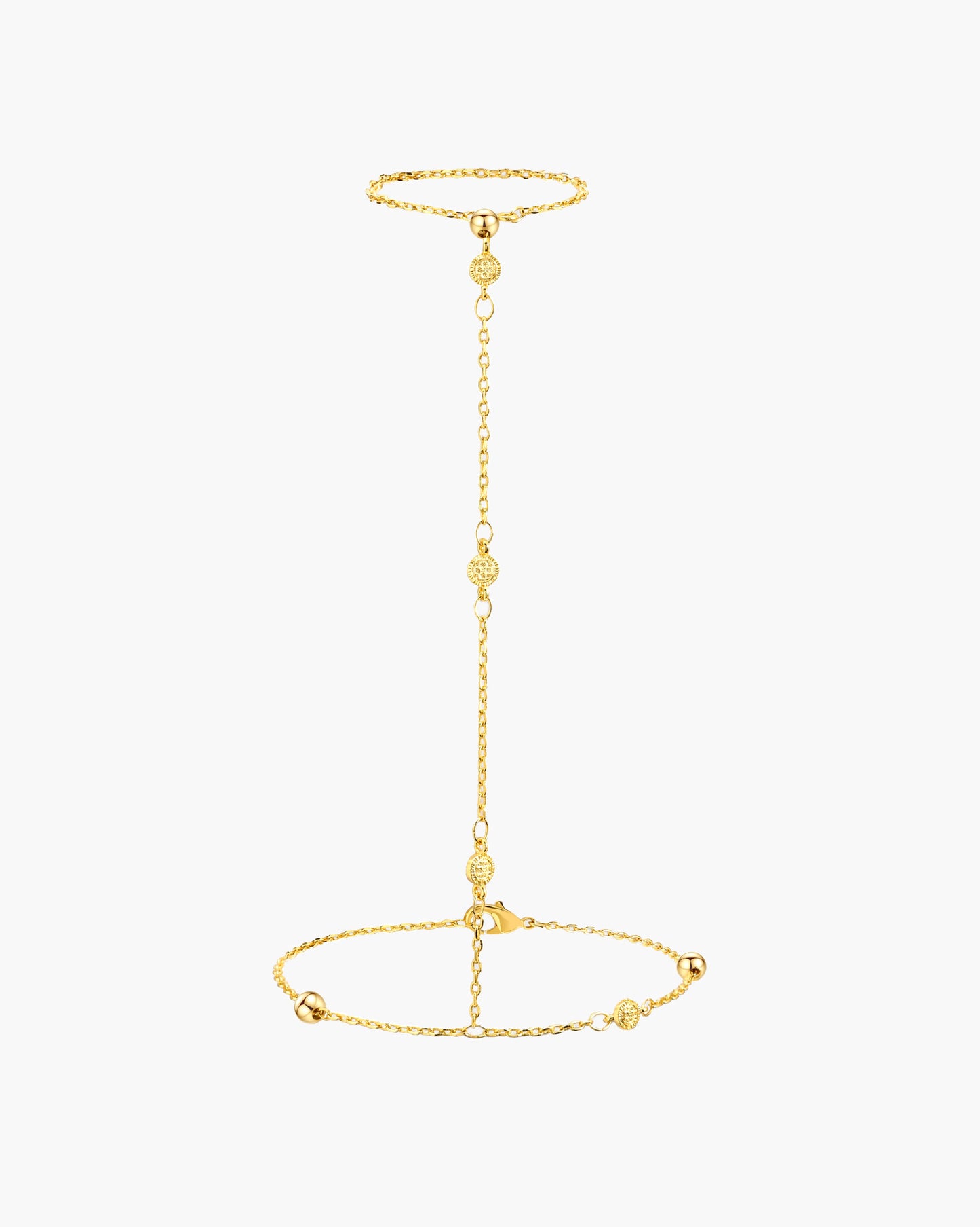 Hojas Coin Hand Chain Bracelet in Silver
