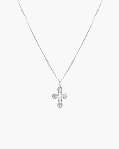 Mini Cross Pendant Necklace in Silver