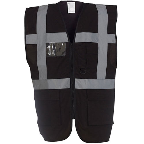 Yoko HVW801 Black Zipped Hi Vis Executive Vest